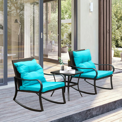 Metal 2 - Person Outdoor Patio Rocking Seating Group With Cushions