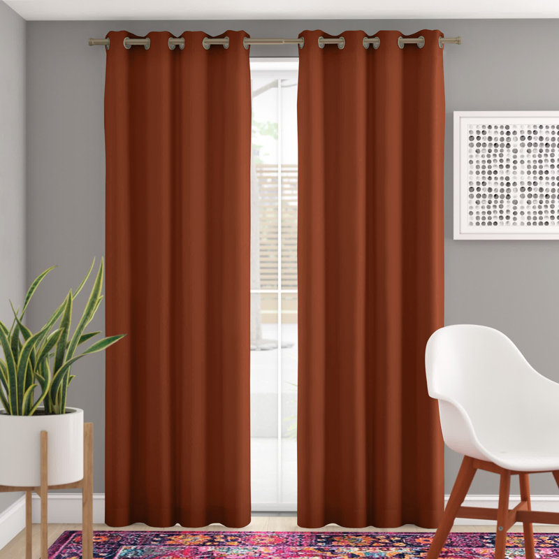 Mcmanus Room Darkening Thermal Grommet Curtain Panels, Mecca Orange, 52" W x 96" L