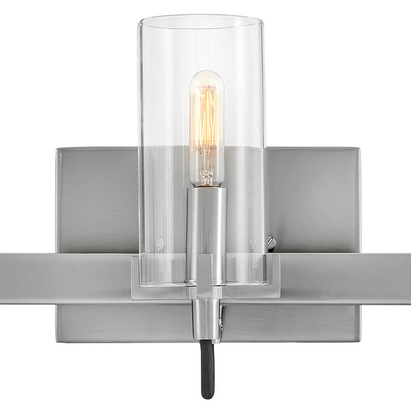 Ryden 3-Light Bath Vanity Fixture with Clear Cylindrical Shades, Brushed Nickel