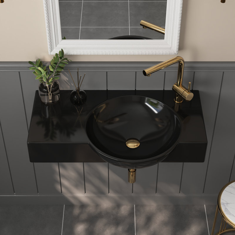 Lavabo de salle de bain mural rectangulaire en porcelaine vitrifiée avec trou de robinet 30 po x 18 po