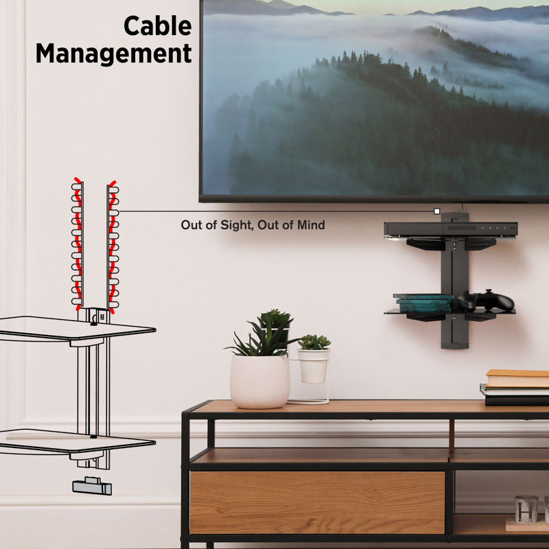 ProMounts Dual Wall AV Component Glass Shelf Holds up to 35.2 lbs