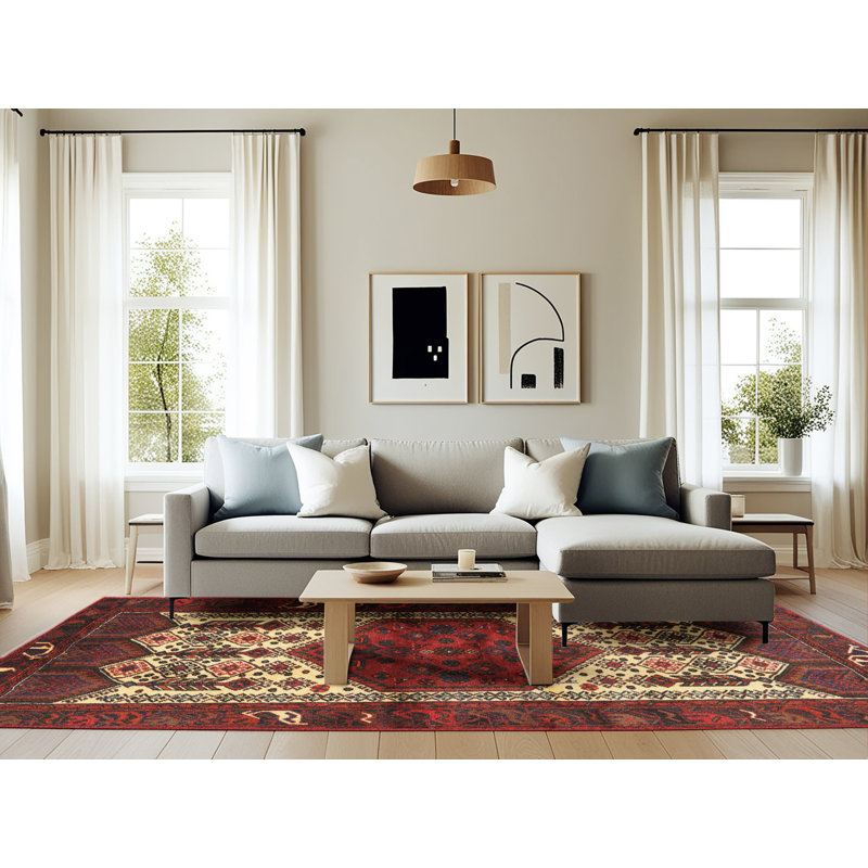 Tapis oriental rouge / beige, Rectangle 6 pi x 9 pi