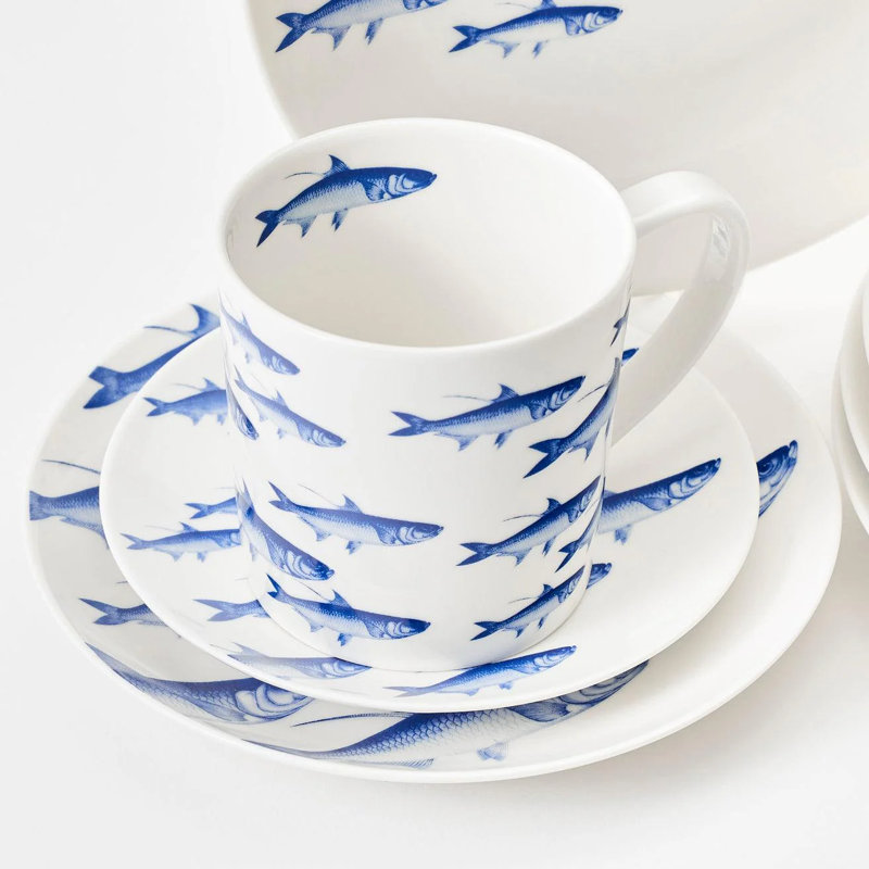 School Of Fish Porcelain Salad/Dessert Plate