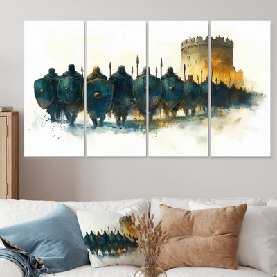 Vikings Shield Wall Stronghold - Vikings Art Canvas Wall Art Set