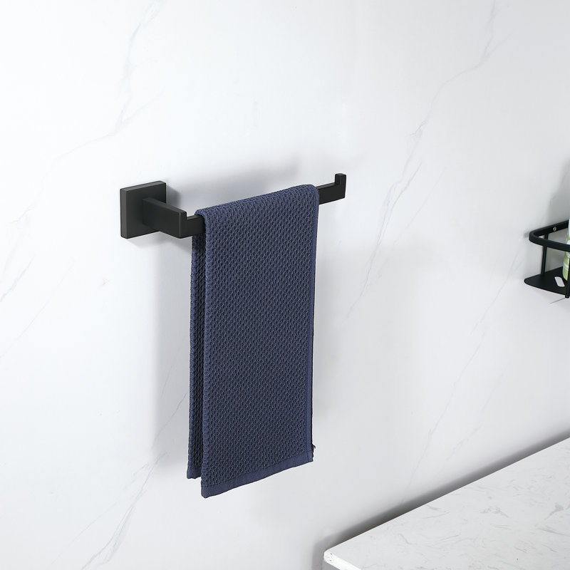 Porte-serviettes mural en acier inoxydable, Noir mat