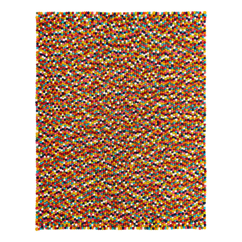 Tapis rouge / vert / noir en laine à motif abstrait Gregorey, Rectangulaire 8 pi x 10 pi