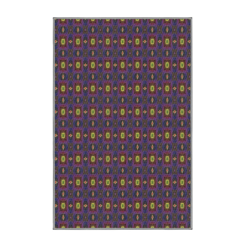 Tapis décoratif mauve géométrique, Rectangle 5 pi x 7 pi