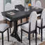 Table rectangulaire 1pc avec table à tréteaux à feuilles de style classique en bois anthracite