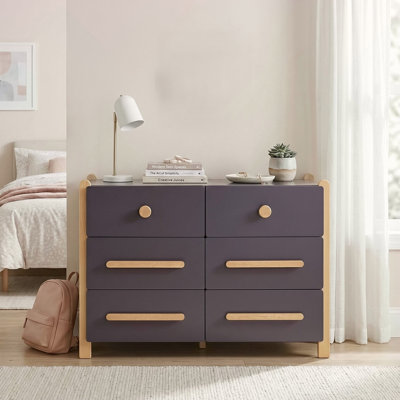 Commode contemporaine bicolore avec tiroirs lisses, meuble de chambre en bois, 1 pièce