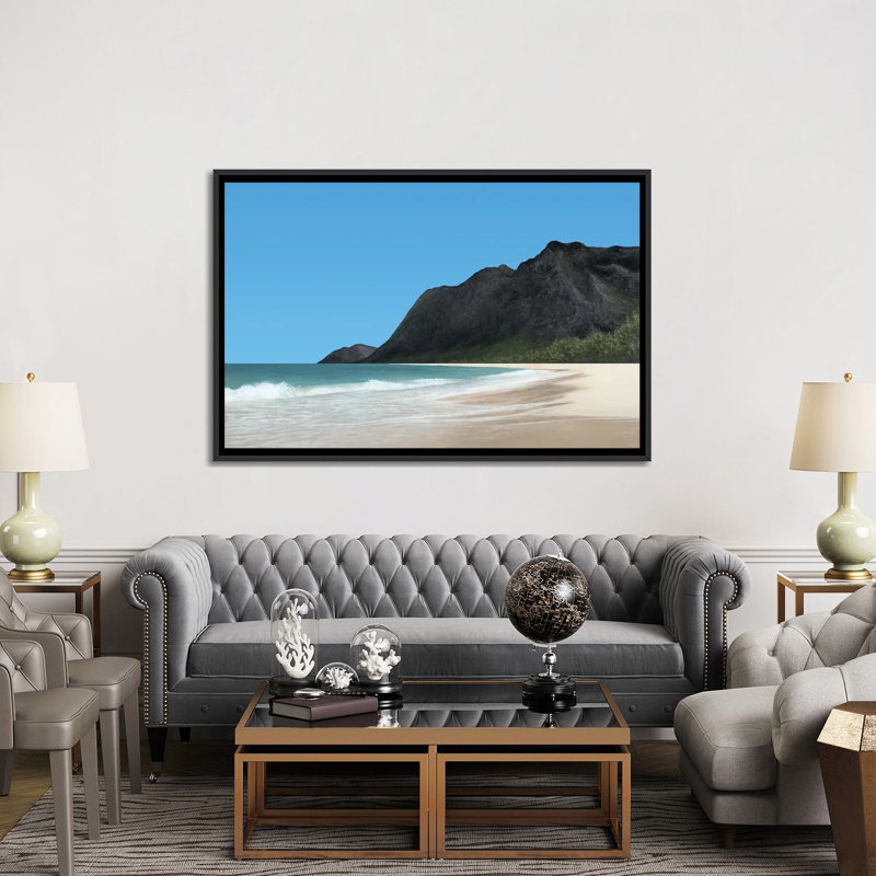Chaleur tropicale - reproduction d'art murale - toile encadrée, 60" x 40", Framed Canvas, Black