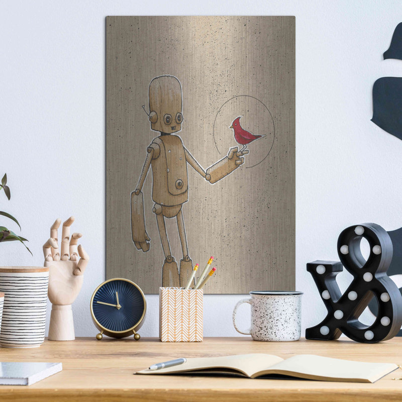 «Ink Bot Cardinal» par Craig Snodgrass, art mural en métal, H 16 po x l 12 po