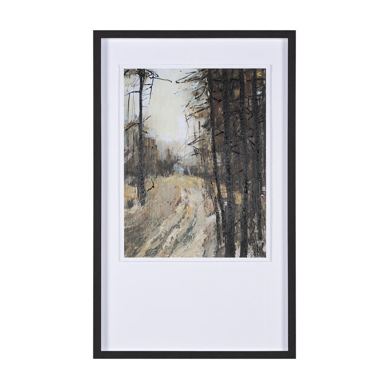 Forest View I a Hand Embelished Textured Framed Art Print Matted under Glass