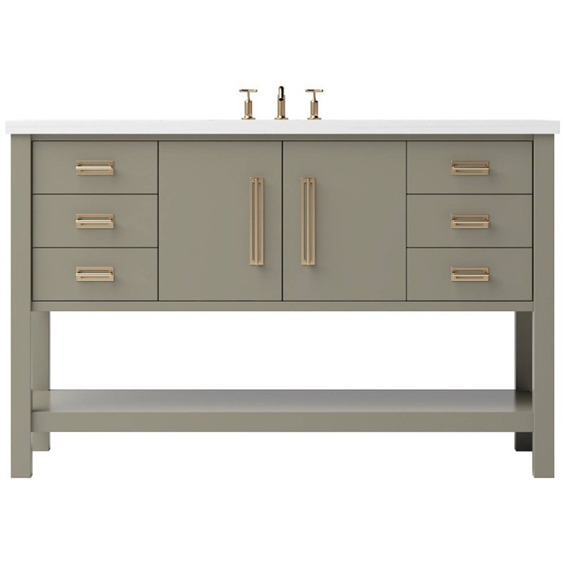 Kiawah Single Extra Wide Bath Vanity, Satin Gold, 48", French Olive