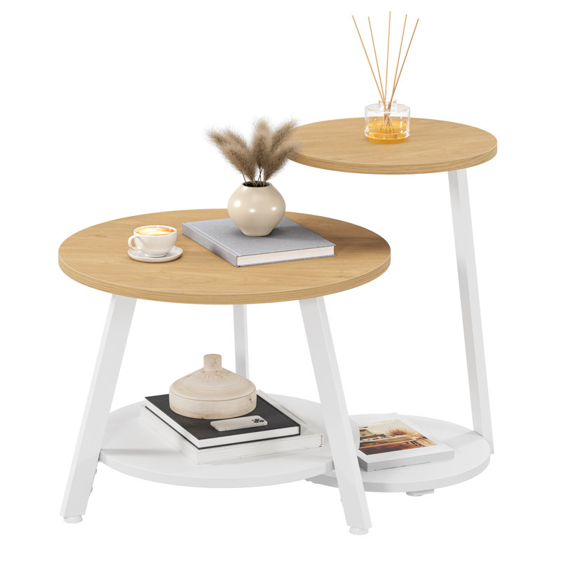  Coffee Table Set Of 2, Nesting Tables With Roomy Storage Space, Small Round Tables For Living Room, Side Sofa, Wood