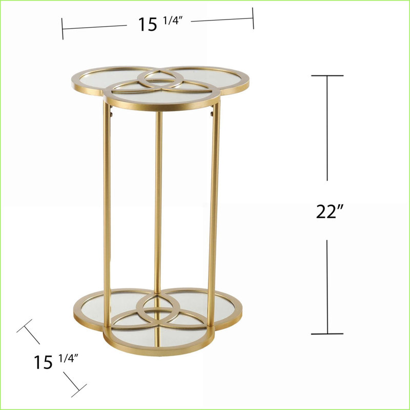 Table basse géométrique à miroir avec rangement, conception abstraite peu encombrante pour le salon