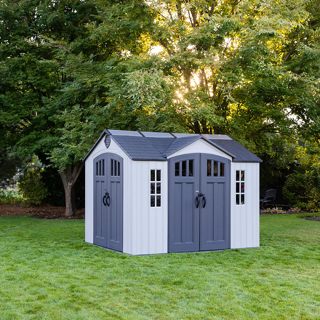 Lifetime 10 Ft. X 8 Ft. Dual-entry High-density Polyethylene (plastic) Outdoor Storage Shed With Steel-reinforced Construction