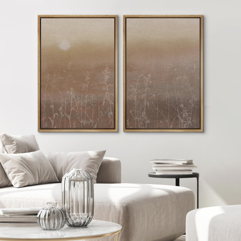 «Geometric Tan Pastel Color Field Country», 2 pièces, Encadré naturel, H 24 po x l 36 po