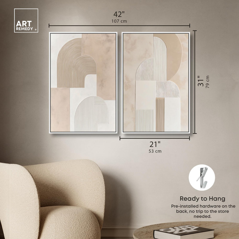 «Golden Luxe Glam Room Art», ensemble de 2 impressions sur toile par , H 31 po x l 21 po, Blanc