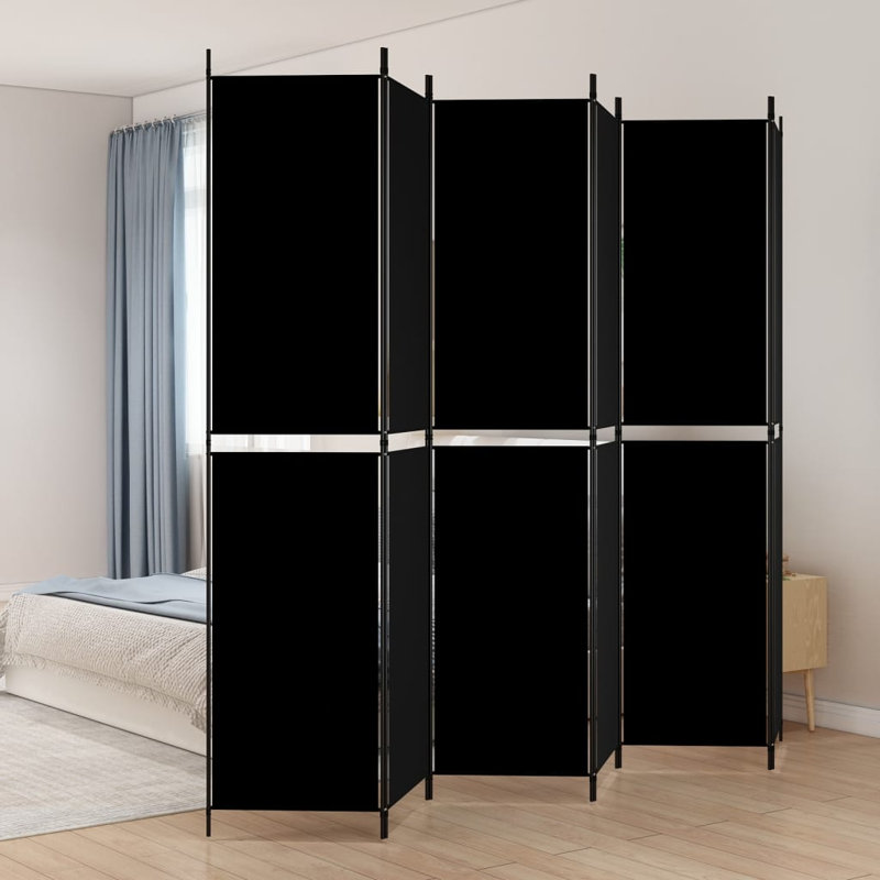 Cloison pliante Rikkea, Noir, 6, H 86,6 po x l 118,1 po