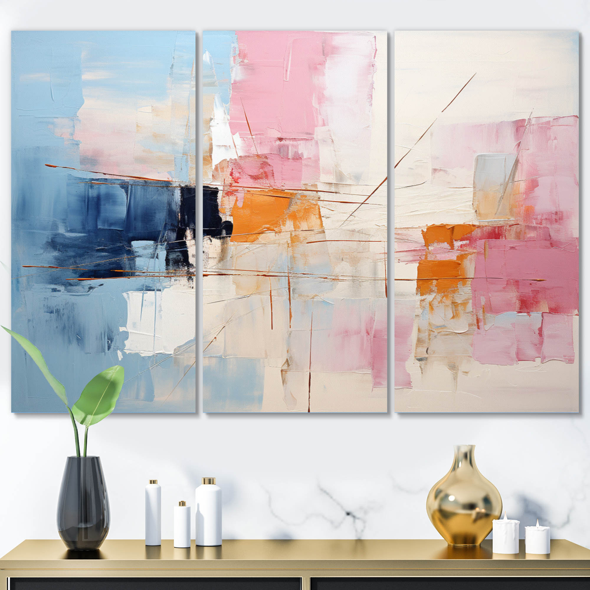 Wrought Studio Abstract Patchwork IV - Abstract Collages Wall Art Print ...