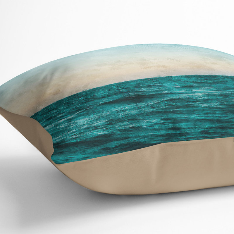 Ocean Stripe Painting Cushion with Filling, 40cm H x 40cm W x 15cm D, Stone