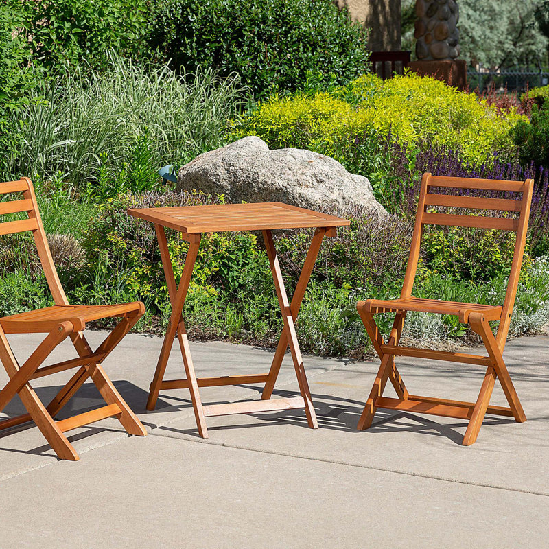 3-Piece Eucalyptus Bistro Set, Square, Natural Oil