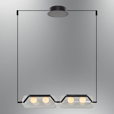 Cassen Elegant Black Metal Chandelier, 29.5 x 4.7 x 47.2 inches | Adjustable Length, Includes 4 x 1.5W G4 Bulbs, 3000K Warm Light, 600 Lumens | Perfect for Dining Room, Living Room, and Entryway Lighting