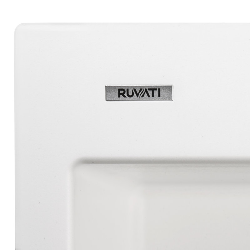 Évier de cuisine à montage sur cuve en granite à montage sur comptoir avec cuve à montage sur plan de 22 po x 20 po Ruvati - blanc arctique mat -