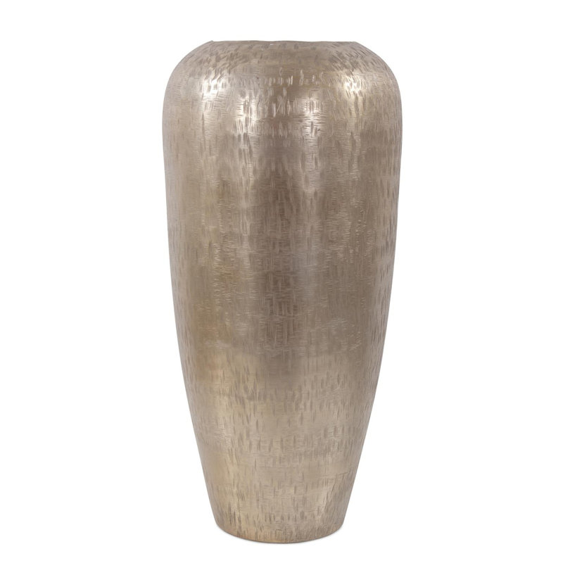 Grand vase torpille gravé, H 16 po x l 8 po x P 8 po, Doré