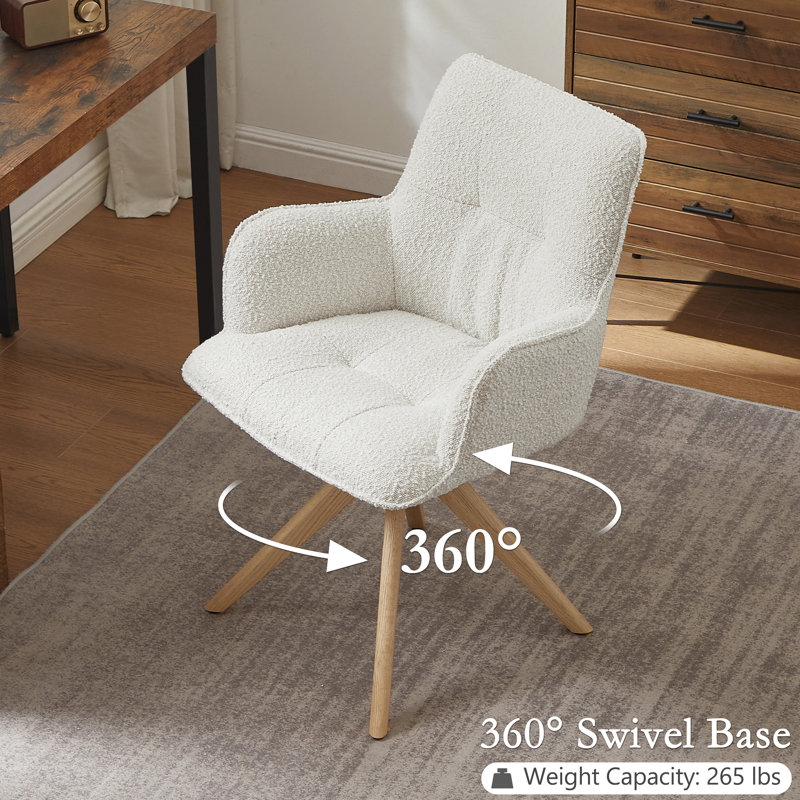 Task Chair, White Boucle