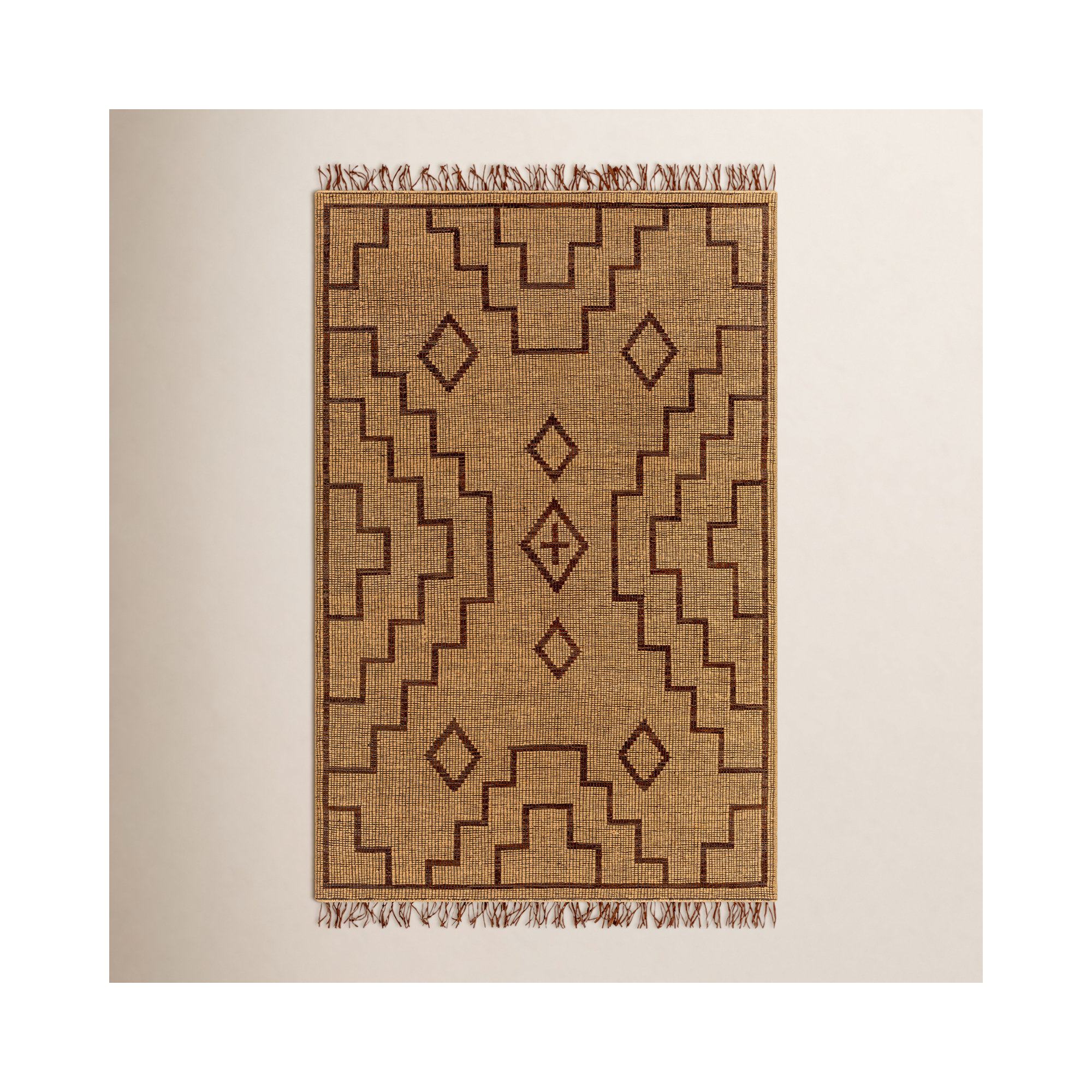 Alfi Handmade Tan Rug, Rectangle 5' x 7'6"