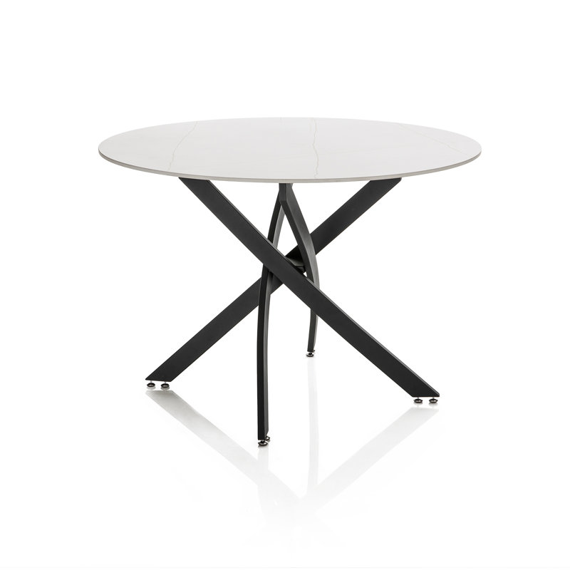 Merricks Round Metal Base Dining Table, White