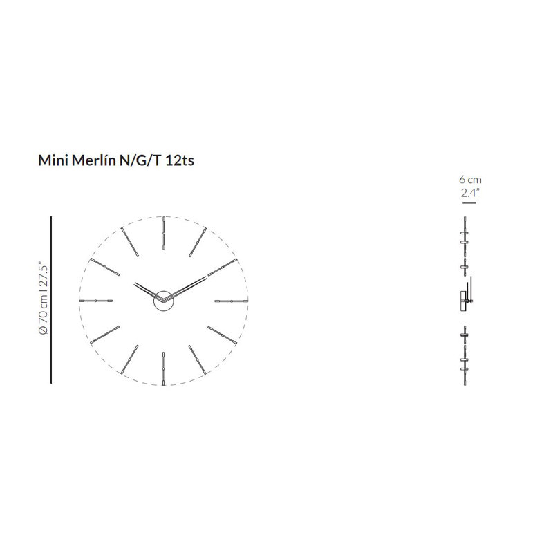 Merlin Wall Clock, Polished Brass