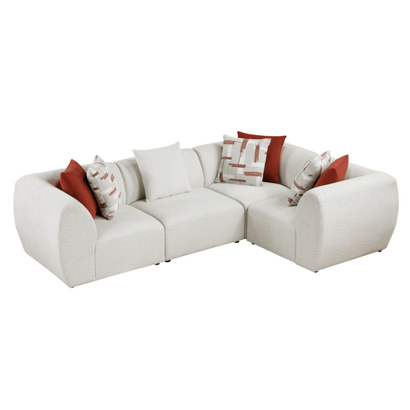 Canapé modulaire en chenille beige 4 pièces Franz