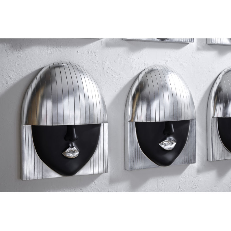 Fashion Faces Wall Art Large Kiss Black/Silver Leaf