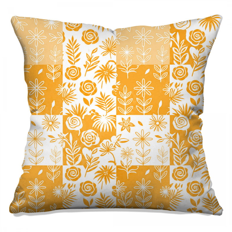 Coussins décoratifs à motif floral orange, 26 x 26 pouces