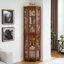 Corner Curio Cabinet With Four Adjustable Tempered Glass Shelves And Integrated Lighting System For Displaying Precious Items