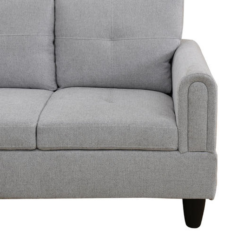 Straton 3 - Piece L-Shaped Modular Living Room Sectional Sofa with Ottoman,  Left Hand Facing, Gray White Corduroy