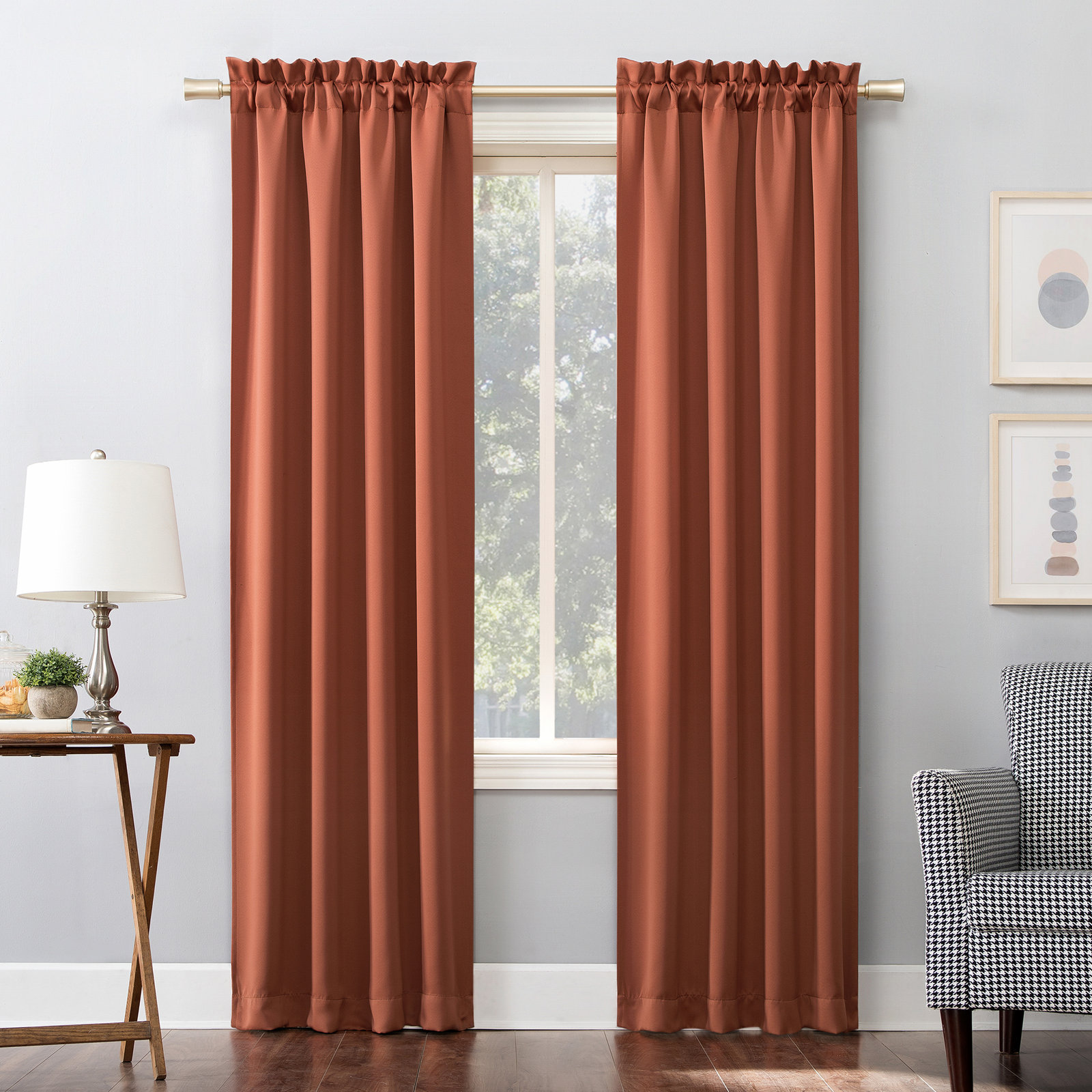  Thermal Blackout Rod Pocket Curtain Panel, 40" W x 95" L, Terracotta