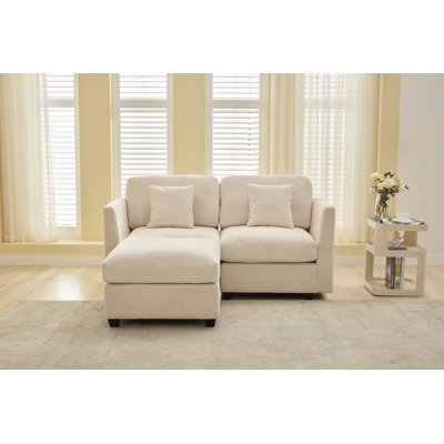 Nicholson 69.2" W Corduroy Loveseat with Ottoman and Toss Pillows