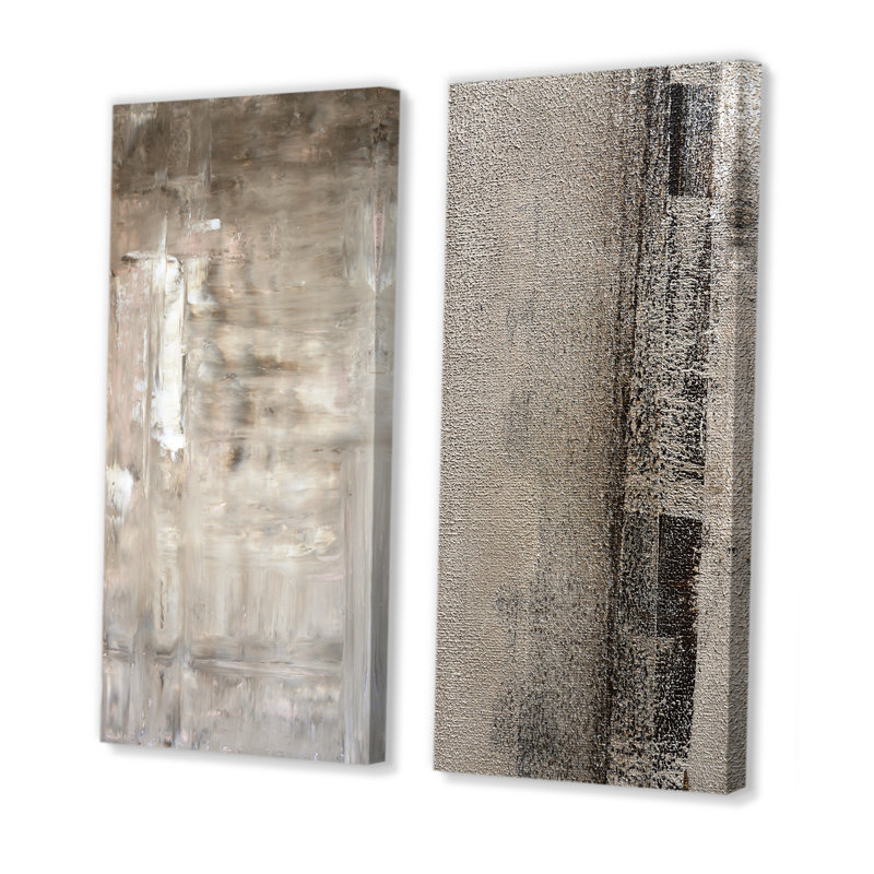 Ensemble d'art mural abstrait brun et beige, ensemble de 2 toiles - fonds de couleurs bruns et beiges, Toile tendue