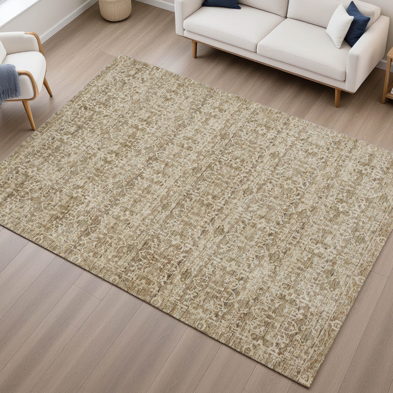 Premium Machine Washable Mayfield AMF2152 Striped Rug, Rectangle 3' x 5', Brown