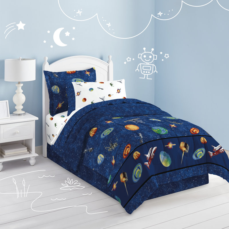 Dream Factory Outer Space Comforter Set, Full Comforter + 2 Pillowcases + 2 Sheets + 1 Sham