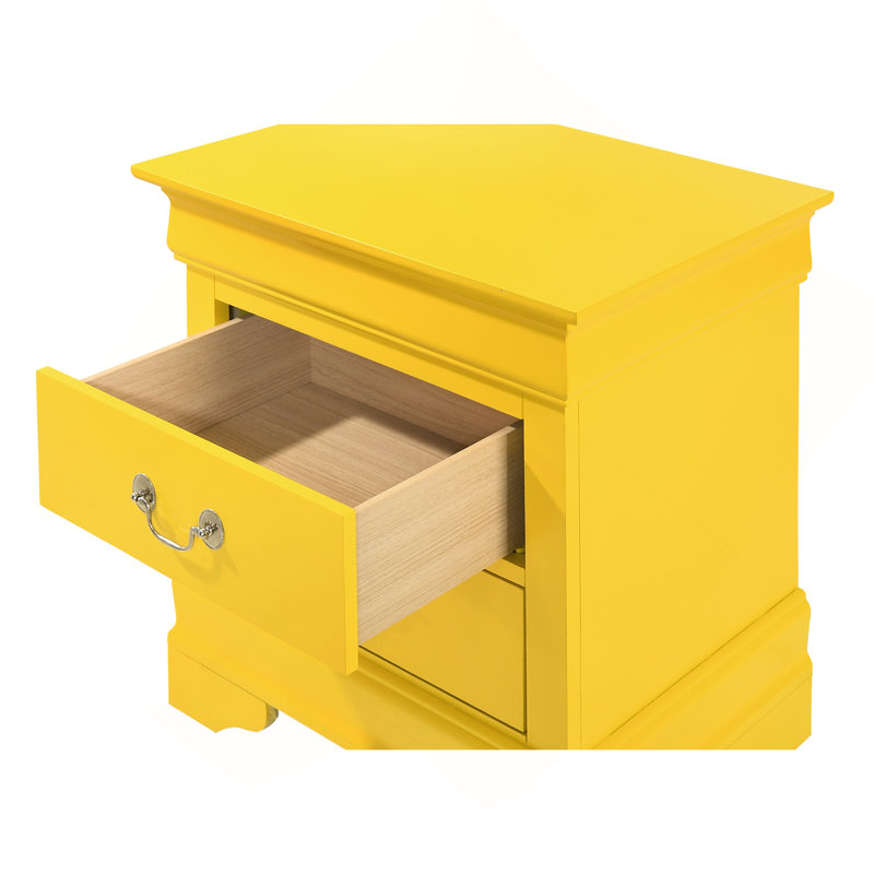 Charmante table de chevet traditionnelle jaune, Jaune