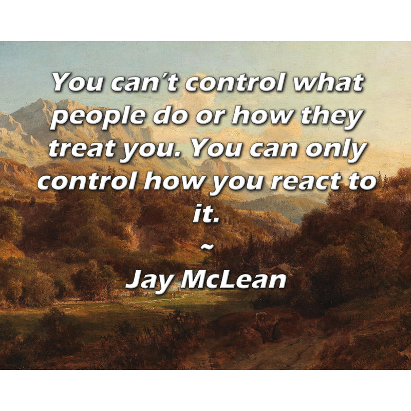 ArtsyQuotes Gallery Wrapped Canvas By Jay McLean: "You can’t control what people do or how they treat you. You can only control how you react to it."