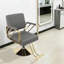 Fauteuil de coiffure gris à 360 ° avec tabouret gris-432037743