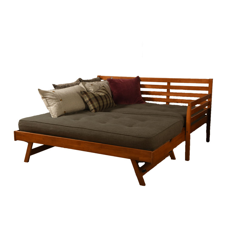 Lit de jour et lit escamotable avec matelas Alhamdi Boho, Barbade, Lin anthracite