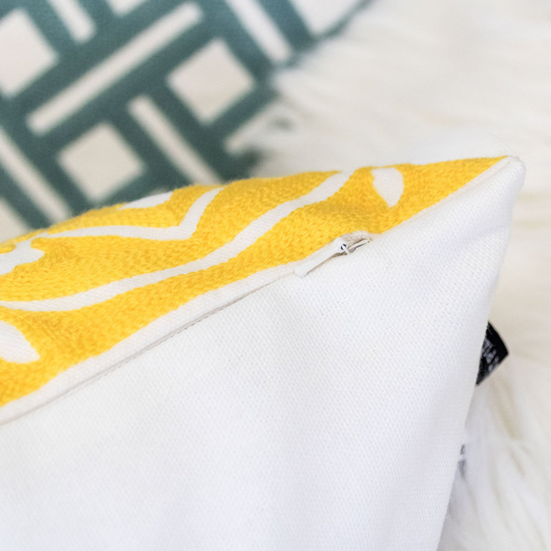 Floral Cotton Throw Pillow, Yellow
