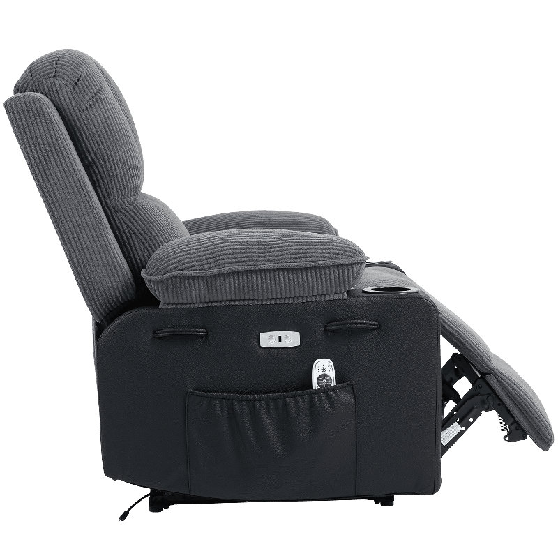 Electric Power Recliner Chair with Heat & 8-Point Vibration Massage, USB Charging, Wall Hugger Reclining Armchair, Dark Grey