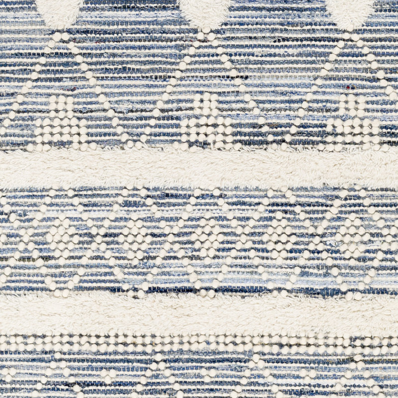 Tissu tissé à plat Andersonville avec motif géométrique bleu / ivoire, Rectangle 9 pi x 12 pi